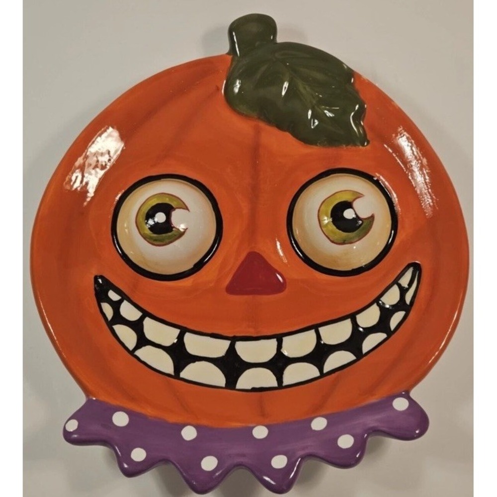 New‎ In Box Halloween Pumpkin Bubble Googly Eyed Candy Plate Dish 8x7